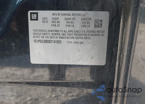 2013 Chevrolet Cruze Ltz from USA, damaged, VIN 1G1PG5SB8D7141023